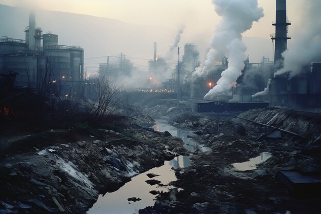 Fabryka produkująca zanieczyszczenia co2