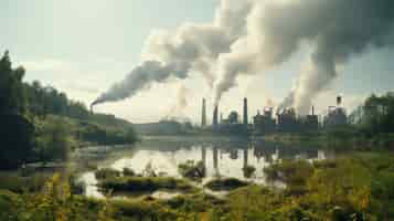 Bezpłatne zdjęcie fabryka produkująca zanieczyszczenia co2