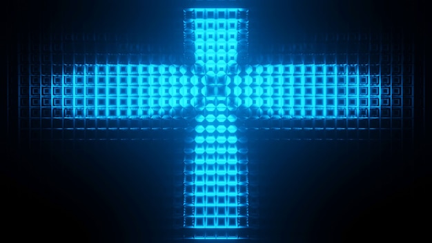 Fajne, futurystyczne światła science-fiction techno w kształcie krzyża