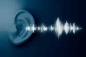 Bezpłatne zdjęcie fale dźwiękowe wychodzące z ludzkiego ucha