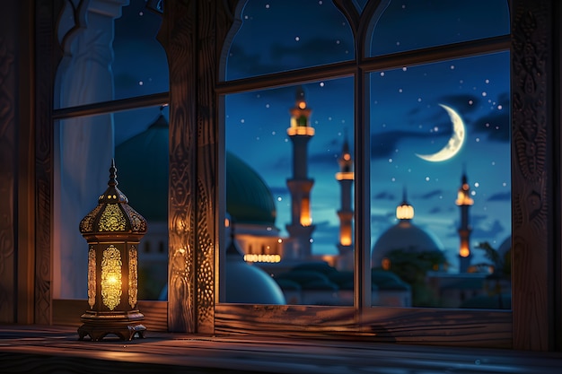 Fantastyczna architektura meczetu na świętowanie islamskiego Nowego Roku