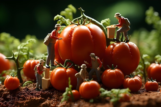 Bezpłatne zdjęcie fantastyczna fotografia zbiorów pomidorów.