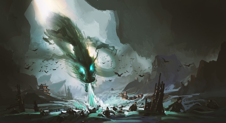 Bezpłatny plik Zdjęcie fantastyczna ilustracja starożytnych chińskich motywów.