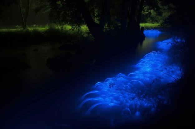 Bezpłatne zdjęcie fantastyczny krajobraz morski z bioluminescentną naturą