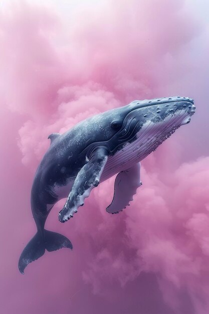Fantastyczny wieloryb na niebie