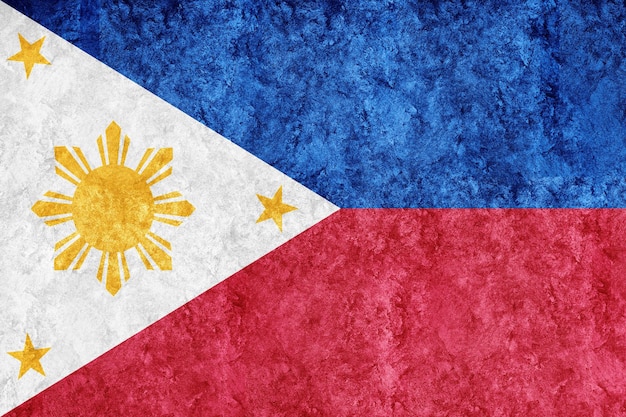 Filipiny metaliczna flaga, teksturowana flaga, flaga grunge