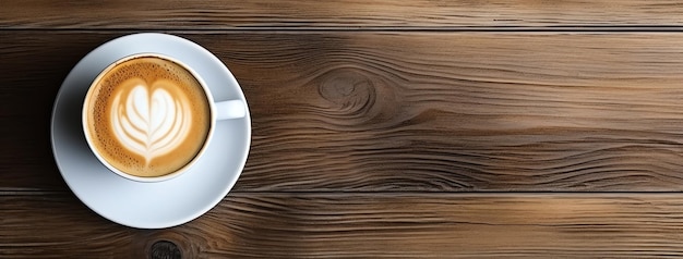 filiżanka kawy na drewnianym stole obraz wygenerowany przez sztuczną inteligencję