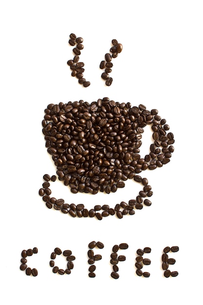 Bezpłatne zdjęcie filiżanka kawy wykonane z nasion