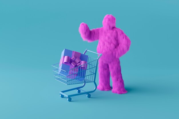 Fioletowy yeti kreskówka