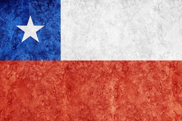 Flaga Chile metaliczna, flaga teksturowana, flaga grunge