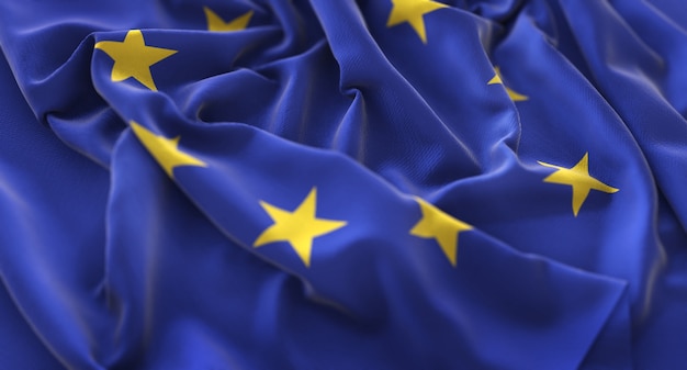 Bezpłatne zdjęcie flaga europejska sztucernie pięknie macha makro close-up shot