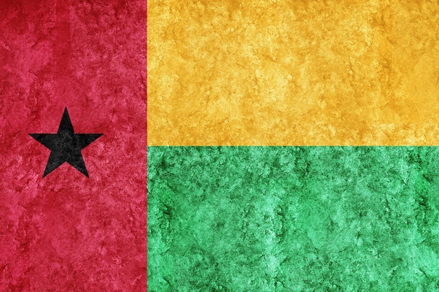 Flaga Gwinei Bissau Metallic, flaga teksturowana, flaga grunge