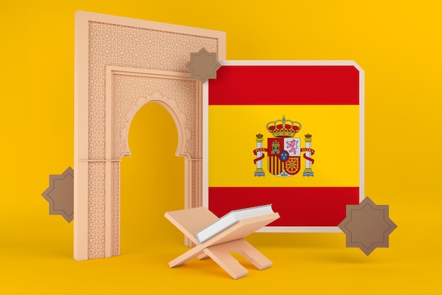Bezpłatne zdjęcie flaga hiszpanii ramadan i islamskie tło