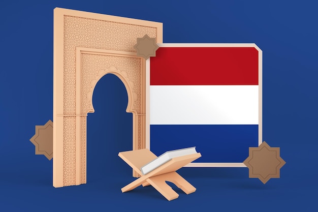 Flaga Holandii Ramadan I Islamskie Tło