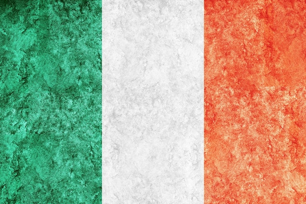 Flaga Irlandii metaliczna, flaga teksturowana, flaga grunge
