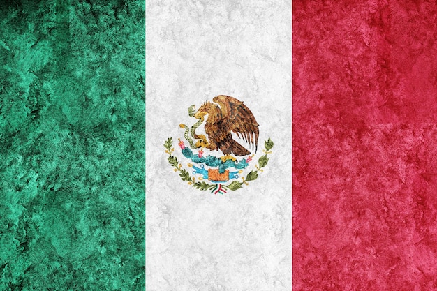 Flaga Meksyku metaliczna, flaga teksturowana, flaga grunge