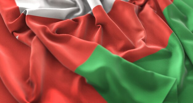 Flaga Oman Sztucm Pięknie Macha Makro Close-Up Shot