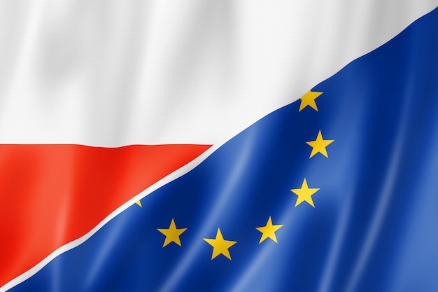 Flaga Polski I Europy Premium Zdjęcia