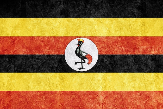 Flaga Ugandy Metallic, flaga teksturowana, flaga grunge