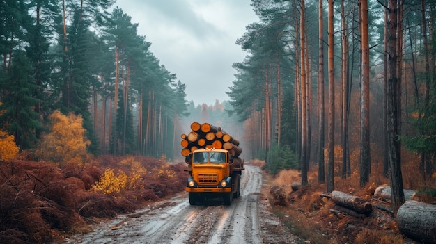 Fotorealistyczna Perspektywa Drewnianych Kłód W Przemyśle Drzewnym