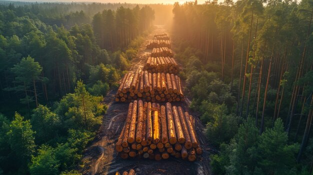 Fotorealistyczna perspektywa drewnianych kłód