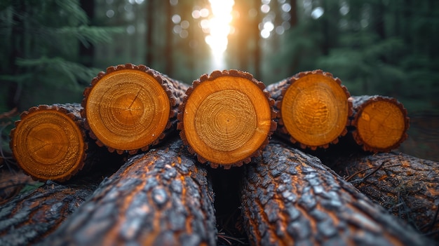 Fotorealistyczna perspektywa drewnianych kłód