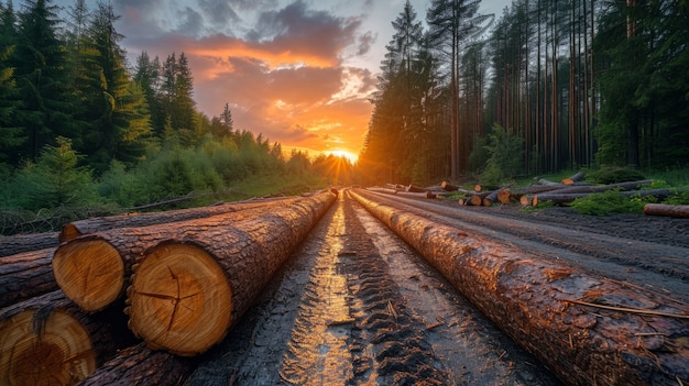 Fotorealistyczna Perspektywa Drewnianych Kłód