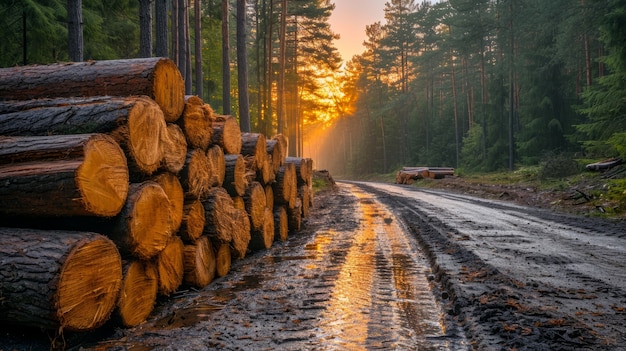 Fotorealistyczna Perspektywa Drewnianych Kłód