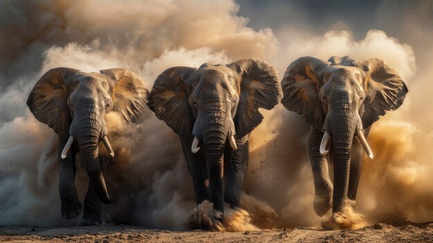 Fotorealistyczna scena dzikich słoni