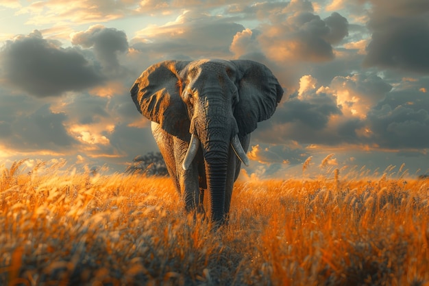 Fotorealistyczna scena dzikiego słonia