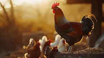 Bezpłatne zdjęcie fotorealistyczna scena farmy drobiu z kurczakami