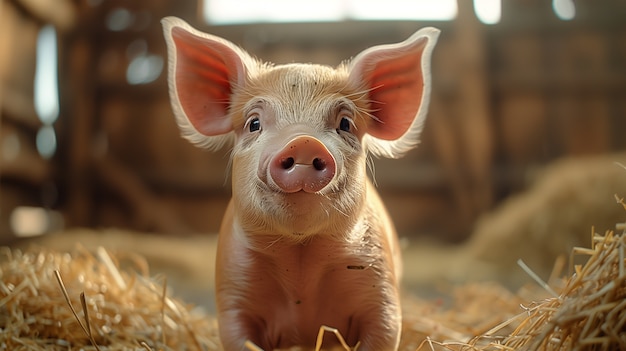 Bezpłatne zdjęcie fotorealistyczna scena z świniami hodowanymi na farmie