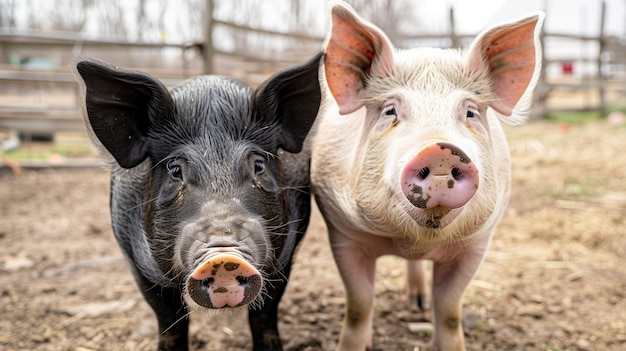 Bezpłatne zdjęcie fotorealistyczna scena z świniami hodowanymi na farmie
