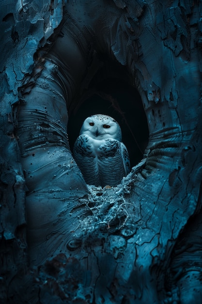 Bezpłatne zdjęcie fotorealistyczna sowa w nocy