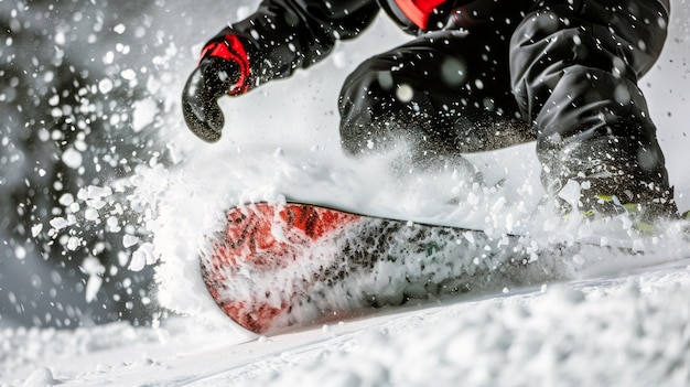 Fotorealistyczna zimowa scena z ludźmi na snowboardu