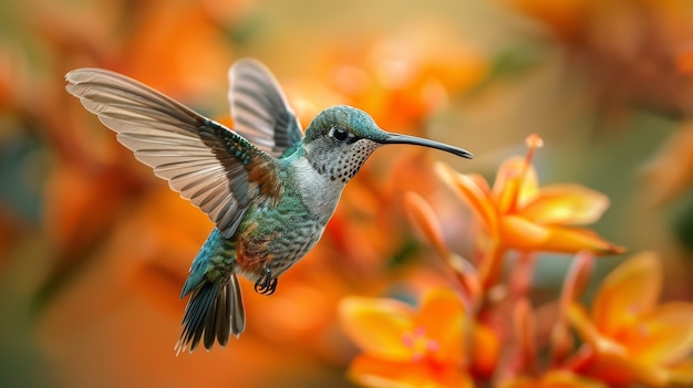 Fotorealistyczny kolibri na świeżym powietrzu w przyrodzie