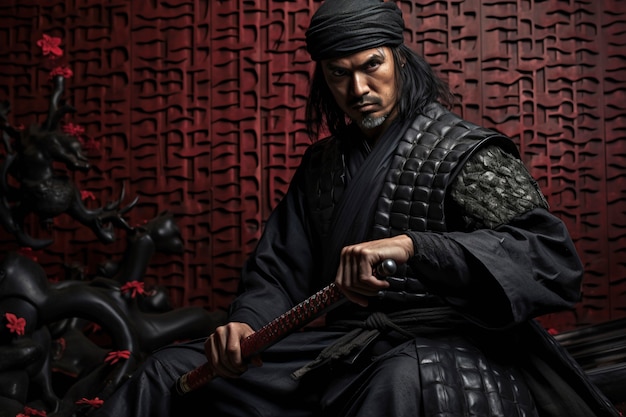 Bezpłatne zdjęcie fotorealistyczny portret męskiego wojownika ninja