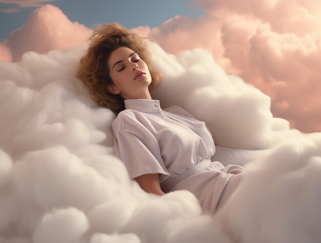 Fotorealistyczny styl chmur i kobiety