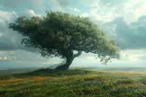 Bezpłatne zdjęcie fotorealistyczny widok drzewa w przyrodzie z gałęziami i pnia