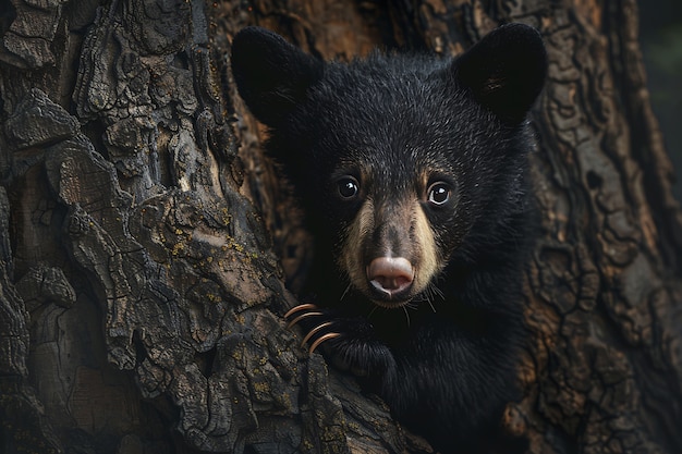 Bezpłatne zdjęcie fotorealistyczny widok dzikiego niedźwiedzia w jego naturalnym środowisku