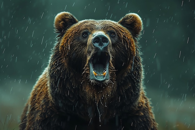 Bezpłatne zdjęcie fotorealistyczny widok dzikiego niedźwiedzia w jego naturalnym środowisku