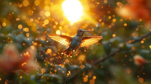 Bezpłatne zdjęcie fotorealistyczny widok pięknego kolibri w jego naturalnym środowisku