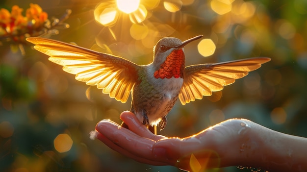 Fotorealistyczny widok pięknego kolibri w jego naturalnym środowisku