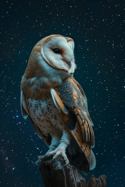 Bezpłatne zdjęcie fotorealistyczny widok sowy w nocy