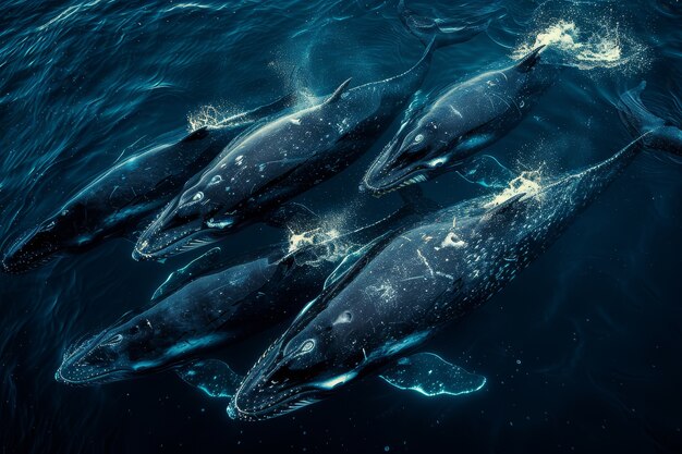 Bezpłatne zdjęcie fotorealistyczny wieloryb przechodzący przez ocean