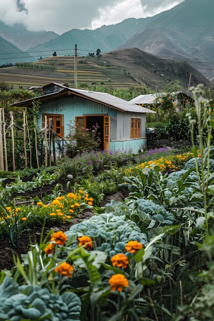 Bezpłatne zdjęcie fotorealistyczny, zrównoważony ogród z roślinami uprawianymi w domu