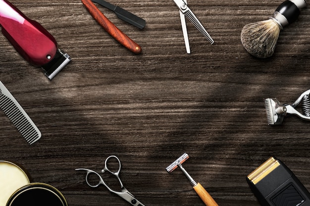Bezpłatne zdjęcie fryzjer tapety tło z narzędziami, koncepcją pracy i kariery