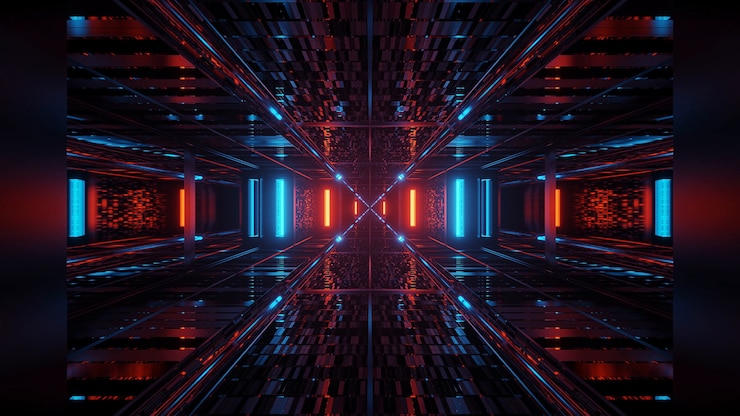 Bezpłatny plik Zdjęcie futuristyczne kolorowe świecące abstrakcyjne światła neonowe tło