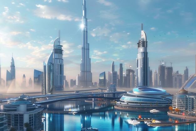 Bezpłatne zdjęcie futuristyczny krajobraz dubaju