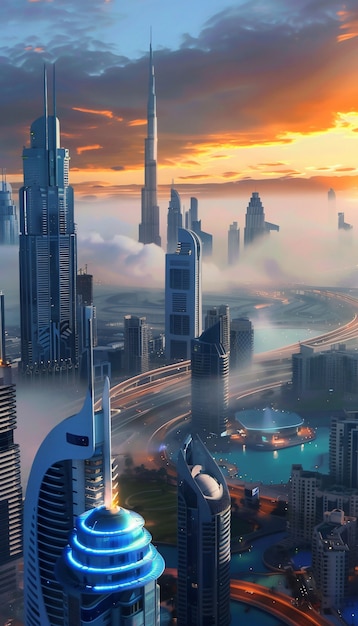 Bezpłatne zdjęcie futuristyczny krajobraz dubaju